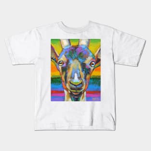 Colorful Cute FARM GOAT by Robert Phelps Kids T-Shirt